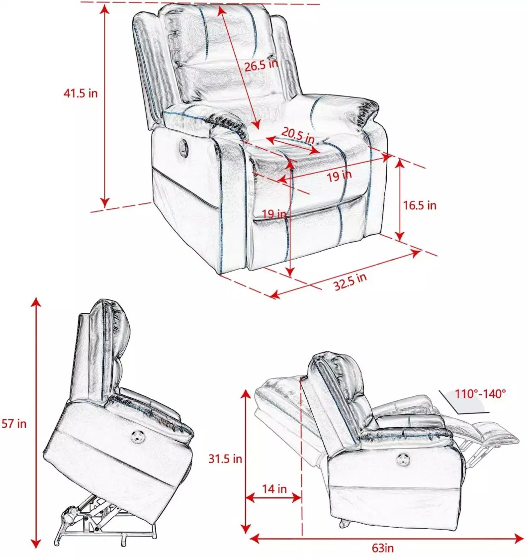 Massage Luxury Electric Recliner Lift Chair for Living Room with USB